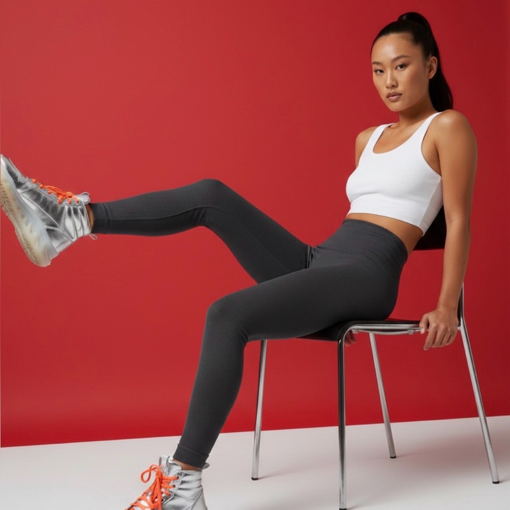 Set Active Sculptflex Leggings Womens Size Small Ribbed Call Out Logo‎ Leg New